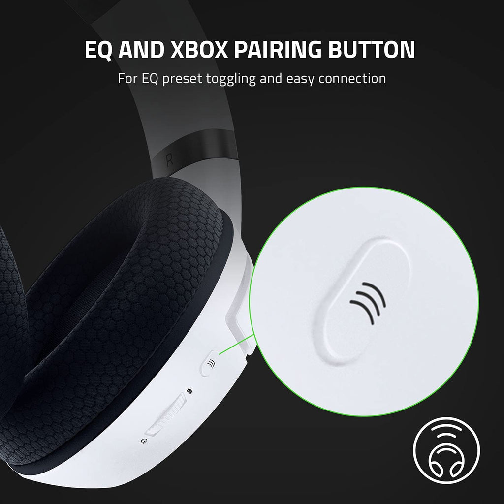 Razer Kaira Wireless Gaming Headset for Xbox Series X|S and Xbox One - Featuring Triforce Titanium 50mm Drivers, Cardioid Microphone, Breathable Memory Foam Ear Cushions, EQ Pairing Button, and Windows Sonic - White