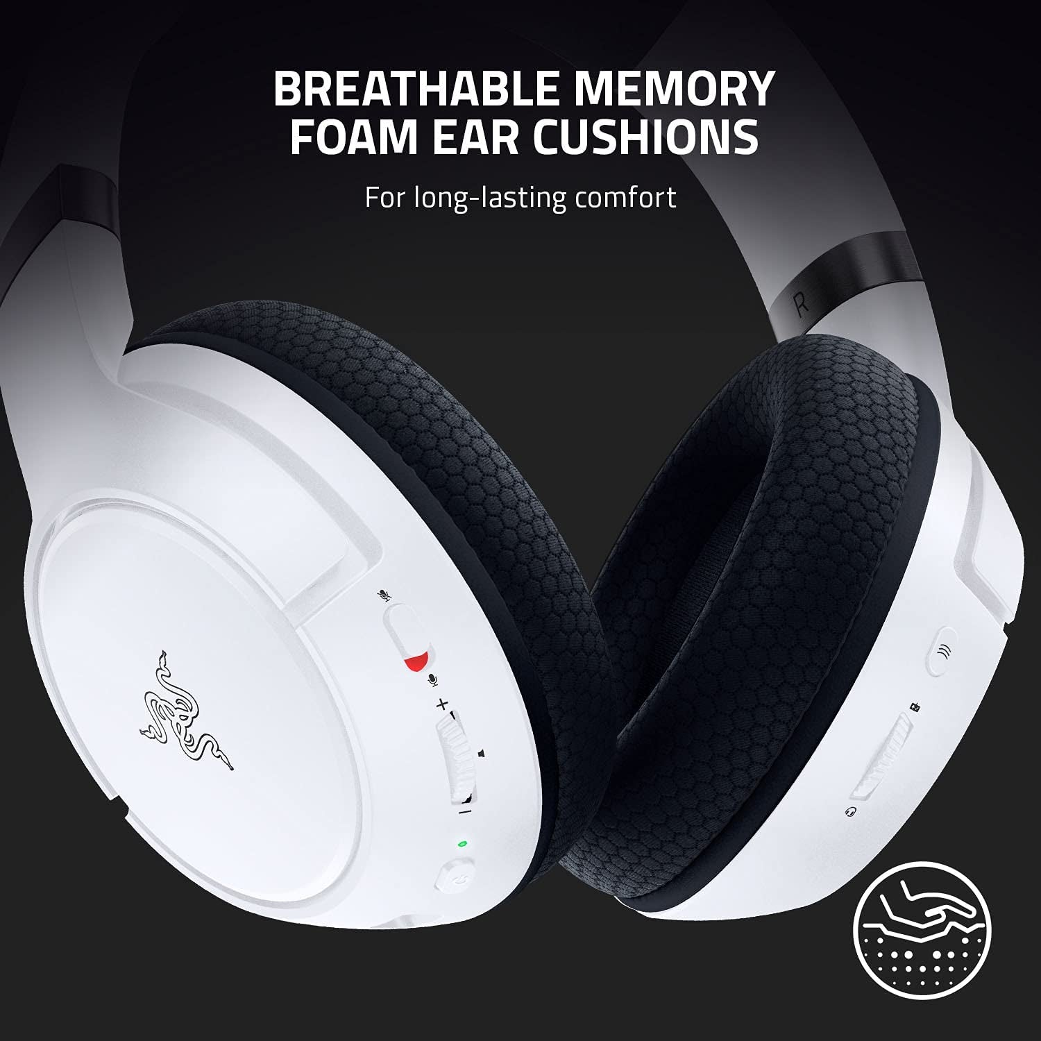 Razer Kaira Wireless Gaming Headset for Xbox Series X|S and Xbox One - Featuring Triforce Titanium 50mm Drivers, Cardioid Microphone, Breathable Memory Foam Ear Cushions, EQ Pairing Button, and Windows Sonic - White