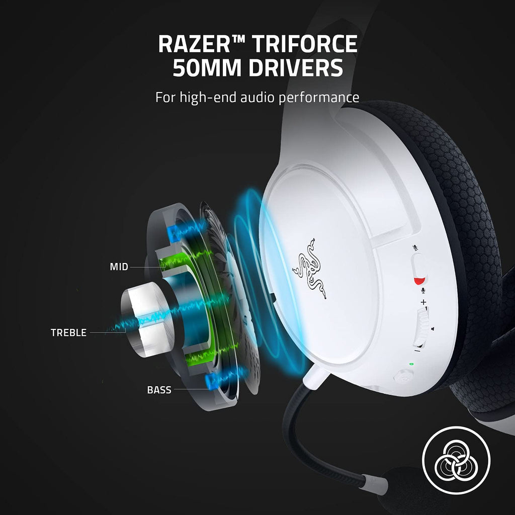 Razer Kaira Wireless Gaming Headset for Xbox Series X|S and Xbox One - Featuring Triforce Titanium 50mm Drivers, Cardioid Microphone, Breathable Memory Foam Ear Cushions, EQ Pairing Button, and Windows Sonic - White