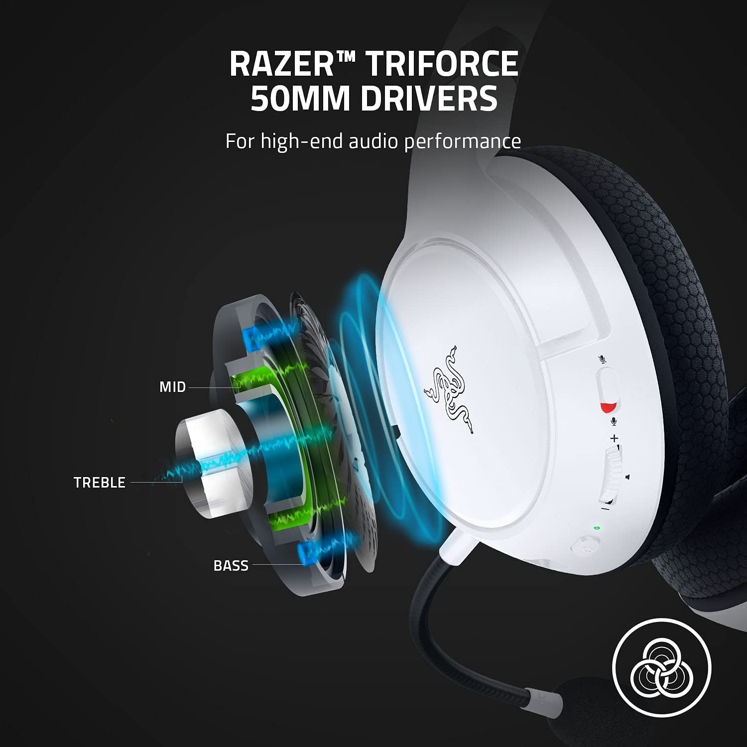 Razer Kaira Wireless Gaming Headset for Xbox Series X|S and Xbox One - Featuring Triforce Titanium 50mm Drivers, Cardioid Microphone, Breathable Memory Foam Ear Cushions, EQ Pairing Button, and Windows Sonic - White