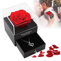 Eternal Preserved Red Rose with "I Love You" Necklace in 100 Languages - Timeless Floral Gifts for Mother's Day, Valentine's Day, Anniversaries, and Birthdays for Women