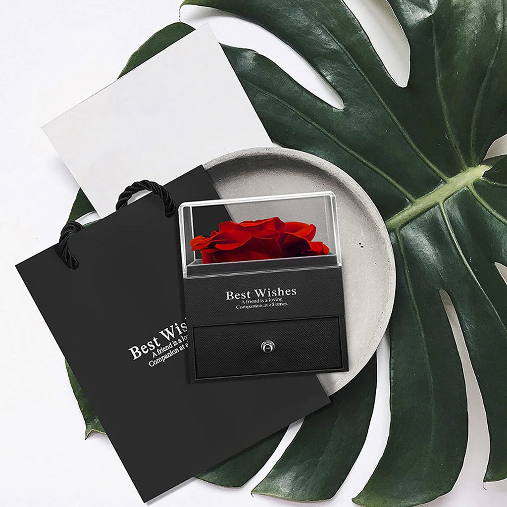 Eternal Preserved Red Rose with "I Love You" Necklace in 100 Languages - Timeless Floral Gifts for Mother's Day, Valentine's Day, Anniversaries, and Birthdays for Women